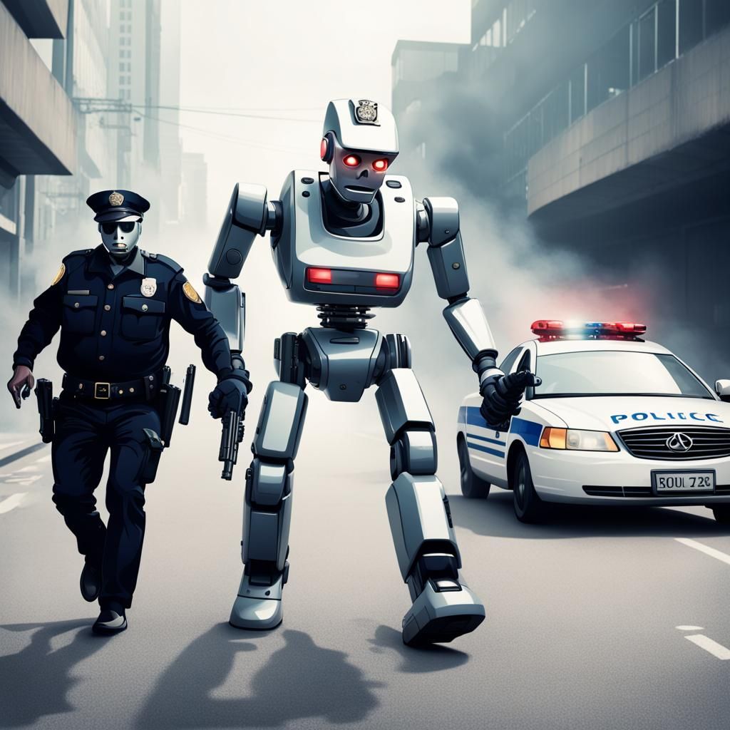 Robot Gangster Escapes Police Chase