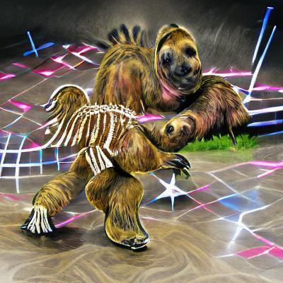 Dancing Ground Sloth in Minimalist Style