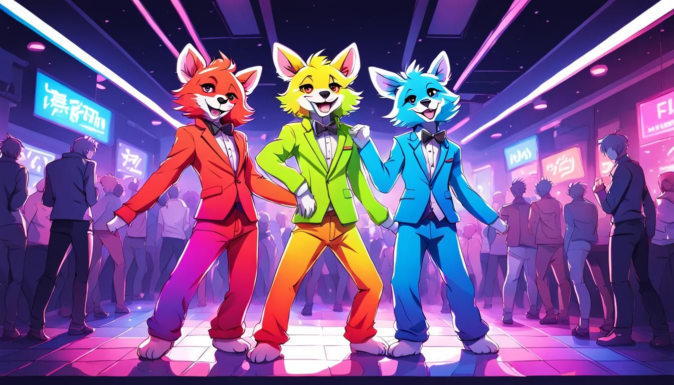 Neon Pride: Furries Dancing in Anime Style