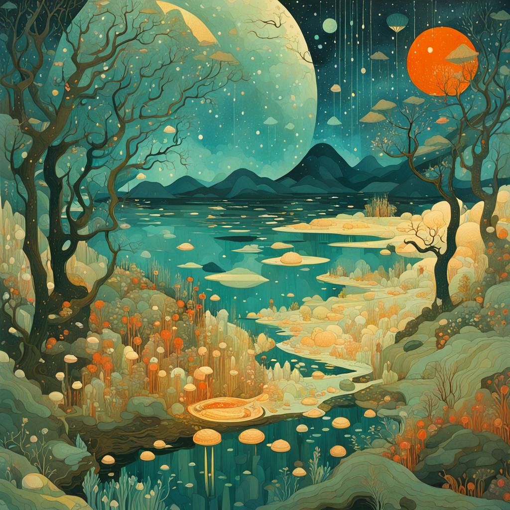 Detailed Gouache Painting in Victo Ngai Style