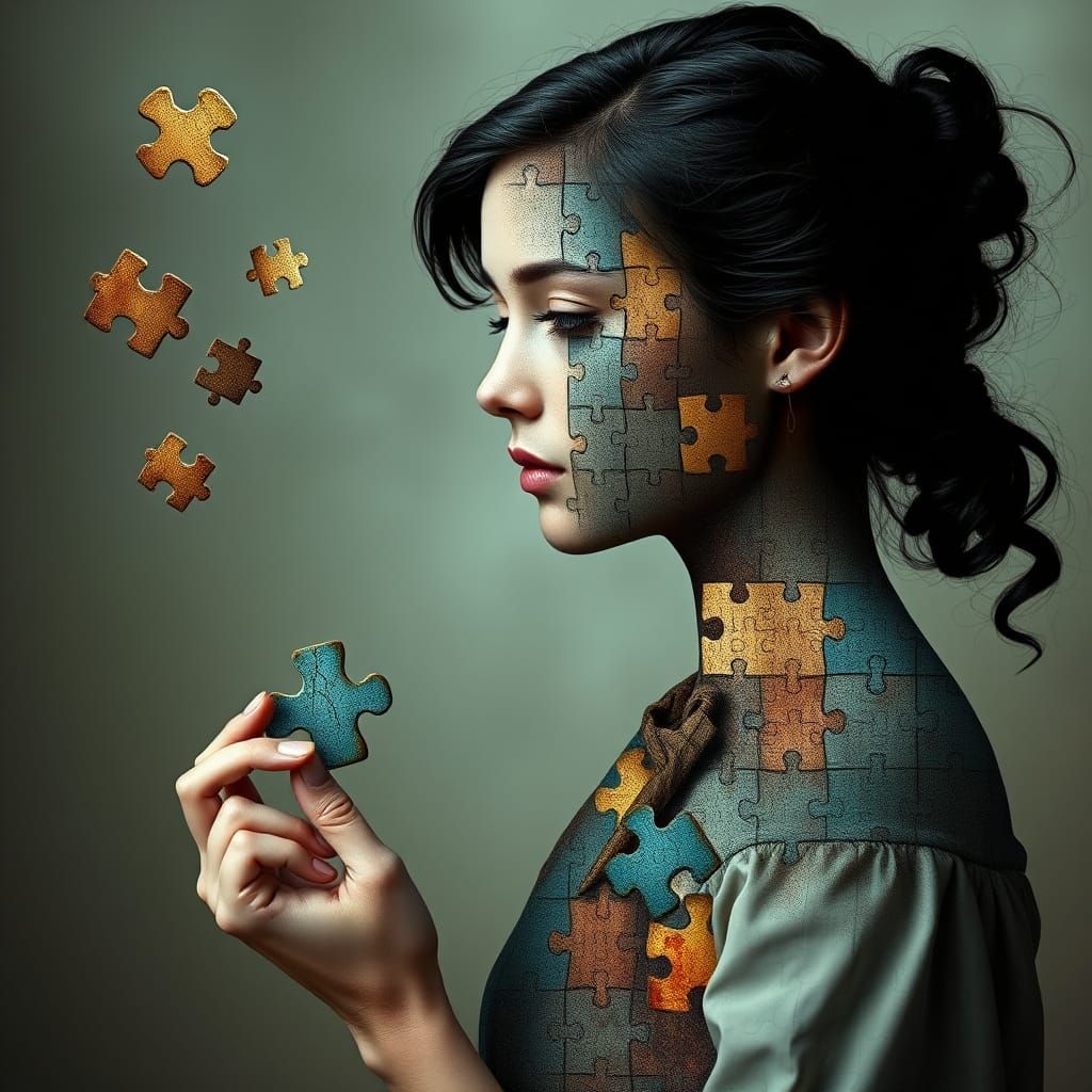 Surreal Woman Portrait in Welz-Stein Style