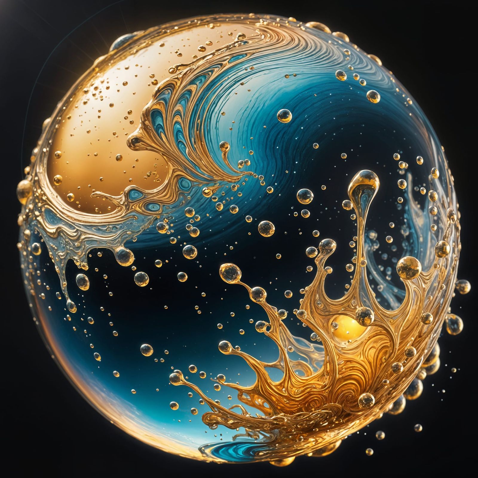 Vivid Liquid Abstract in Watercolor and Ink