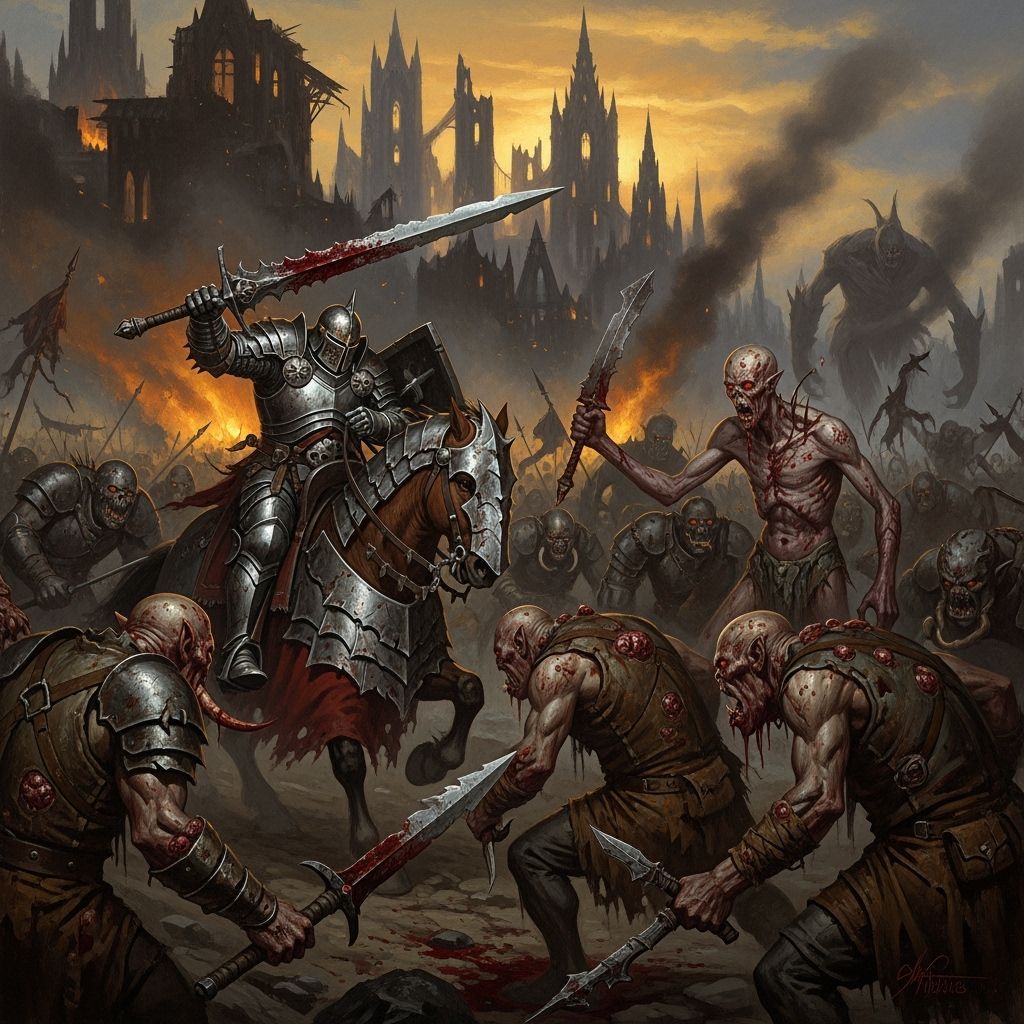 Grimdark Warrior in a Classic Fantasy Art Style