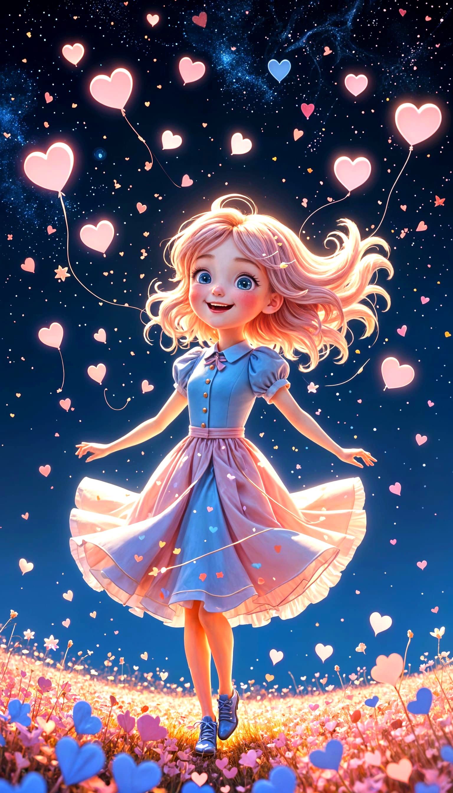Whimsical Cartoon Character in a Dreamy, Pastel World