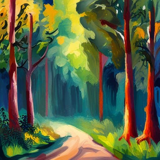 Spooky Forest in Gouache and Watercolor Style