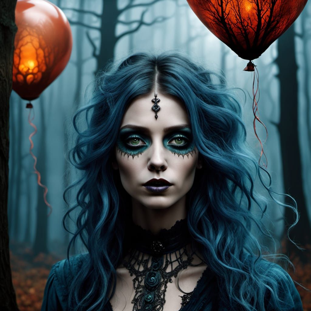 Glass Balloon Drifting Through Haunted Forest