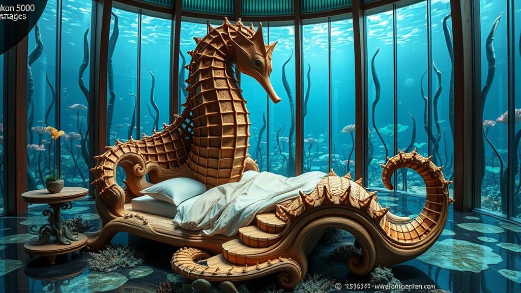Surreal Seahorse Bedroom Sanctuary in Solid Wood