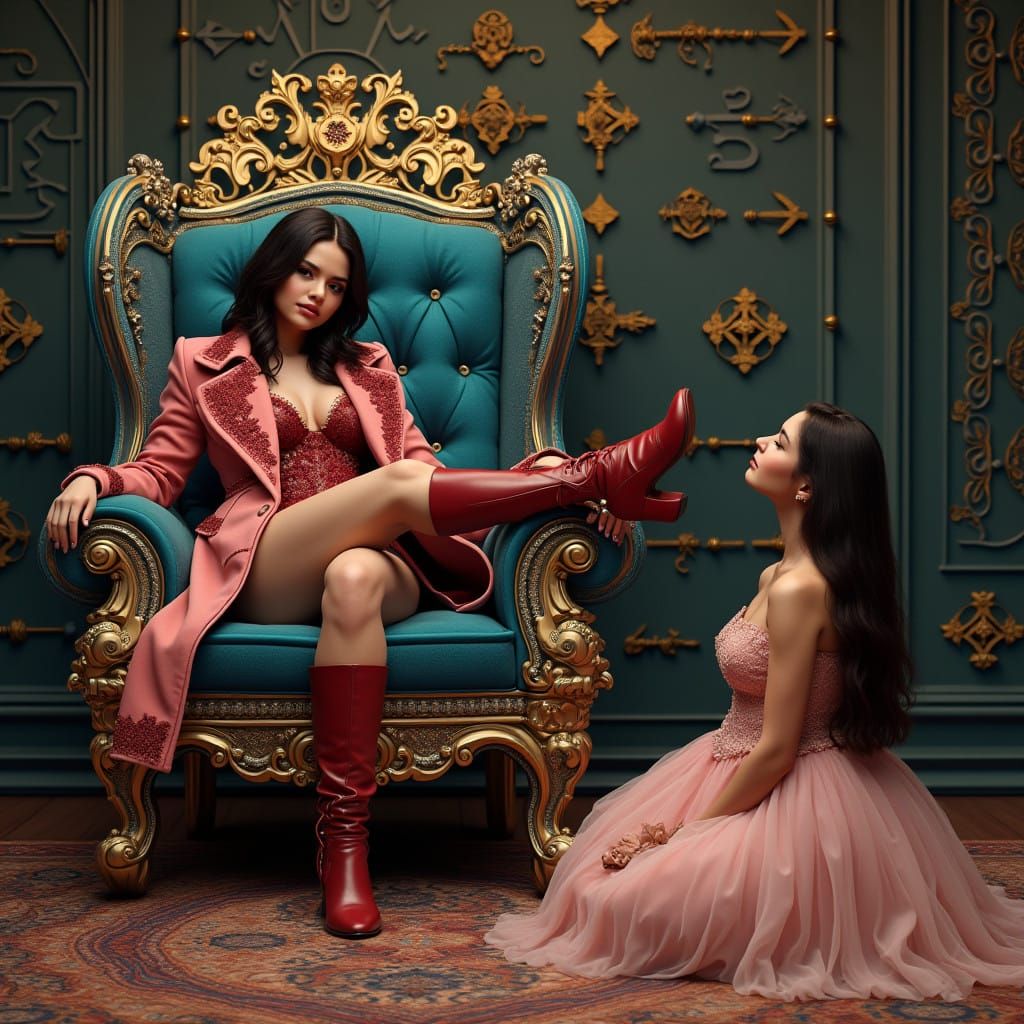 Selena Gomez Dazzles on Throne of Lapis in Regal, Pink-Hued....