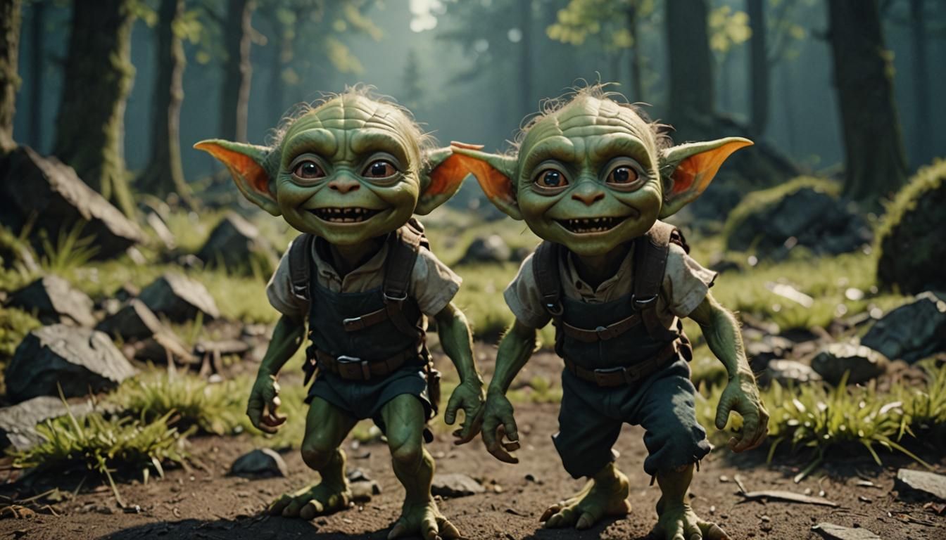 Smiling Goblins in Cinematic Film Still