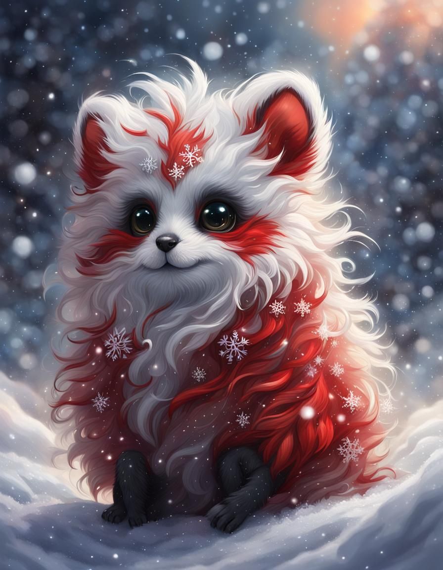 Fluffy Fantasy Creature in a Snowstorm