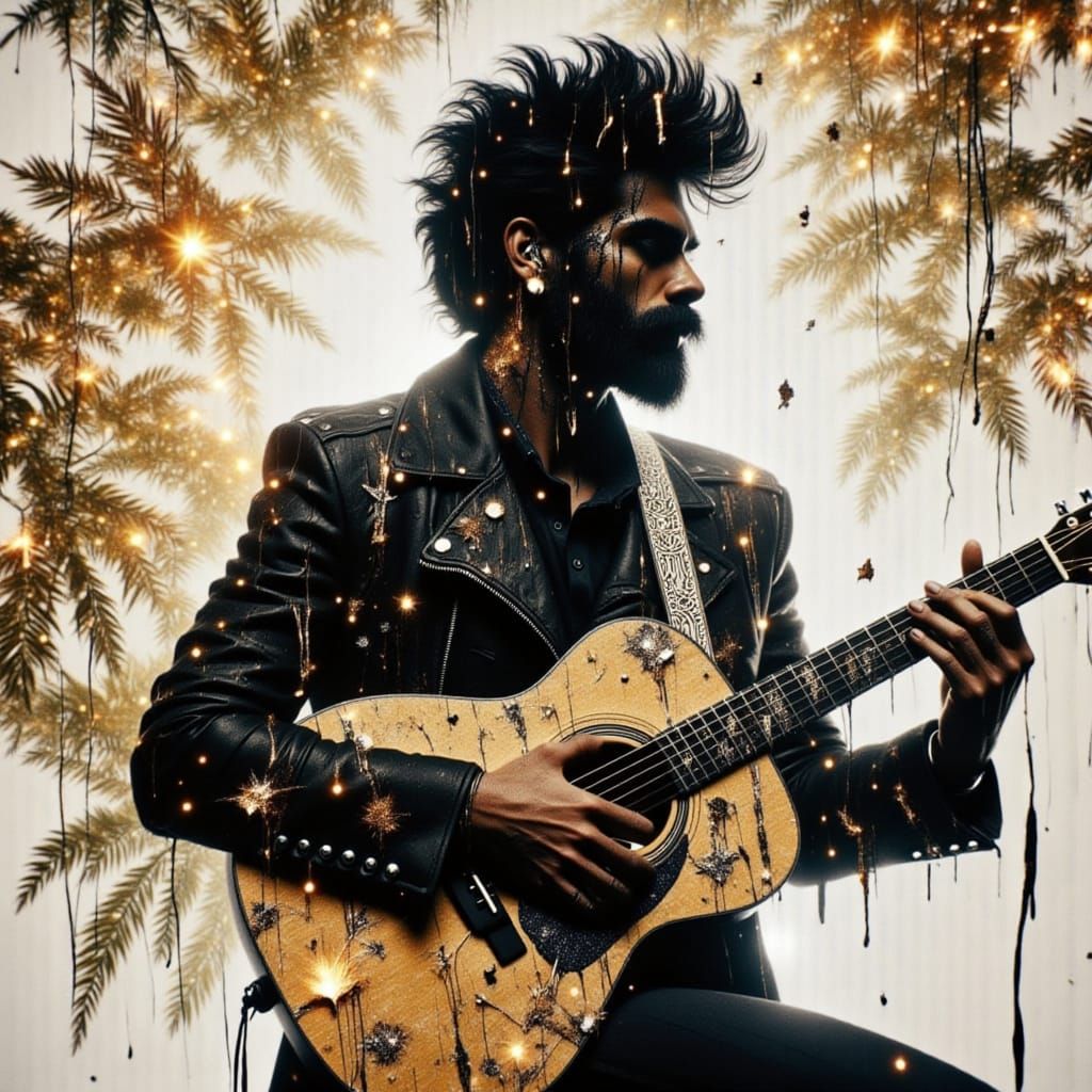 Surreal Acoustic Guitar Masterpiece in Golden Hour