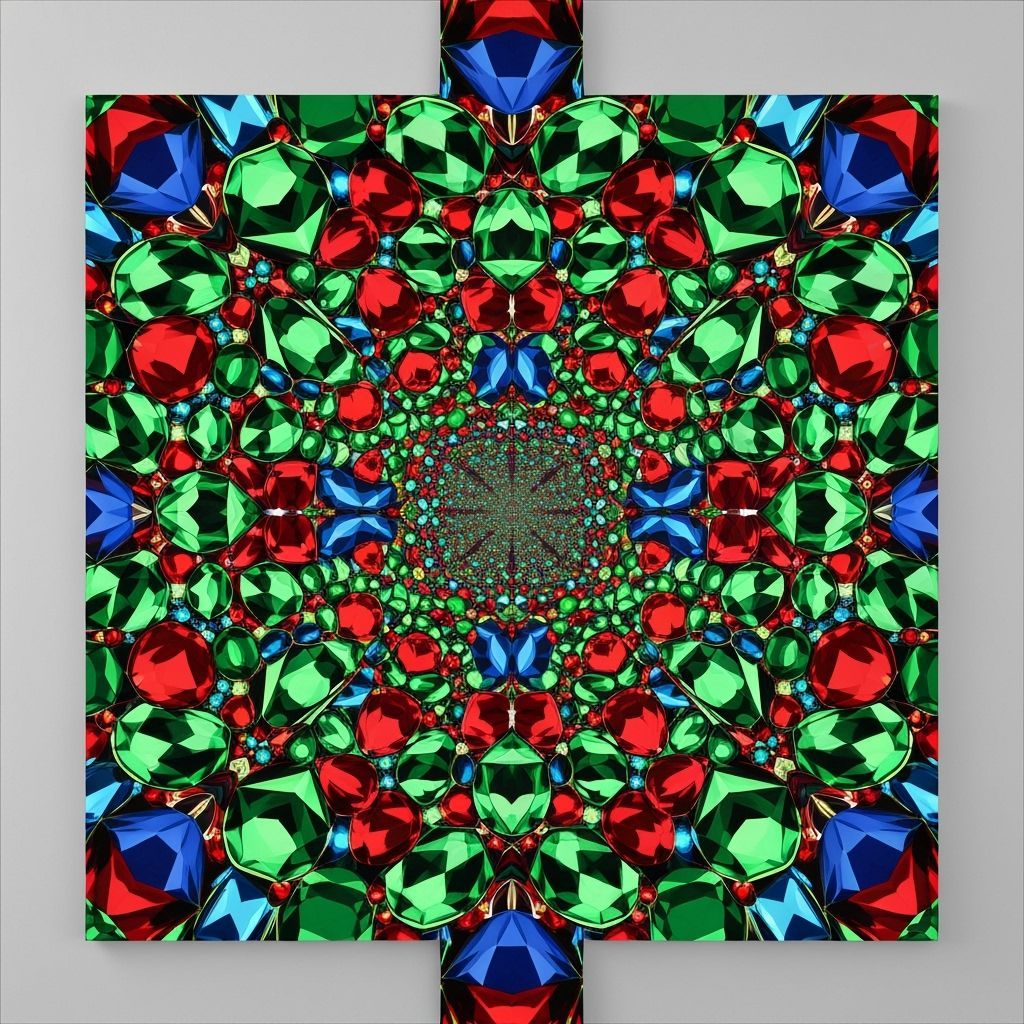 Vibrant Jewel Mandala Art in Kaleidoscope View