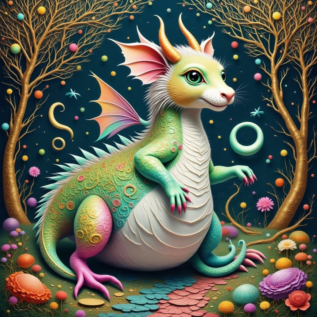 Vivid Dragon in Dreamlike Arabian Nights Cityscape