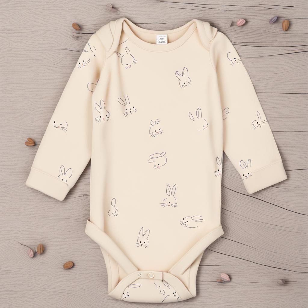 Watercolor Bunny Pattern on Baby Onesie