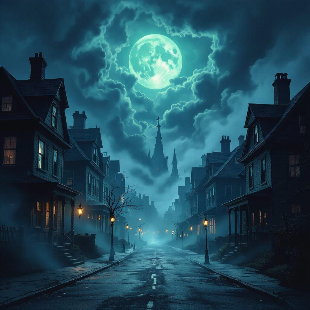 Lovecraftian Puritan Street in Eldritch Fog