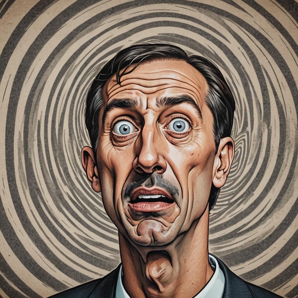 Cartoon Hypnotized Man with Spiral Eyes