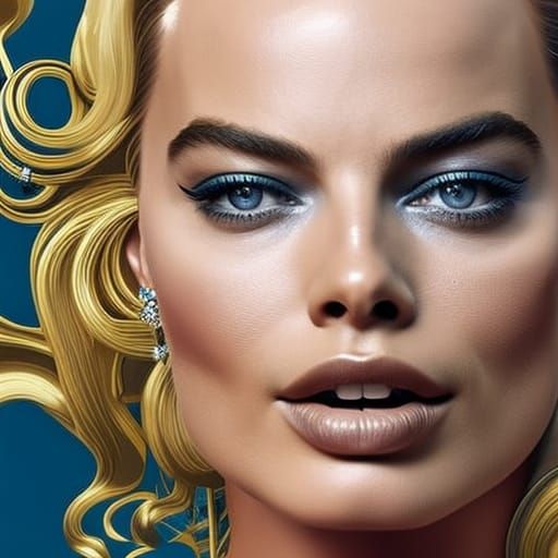 Detailed Portrait in Art Nouveau Style