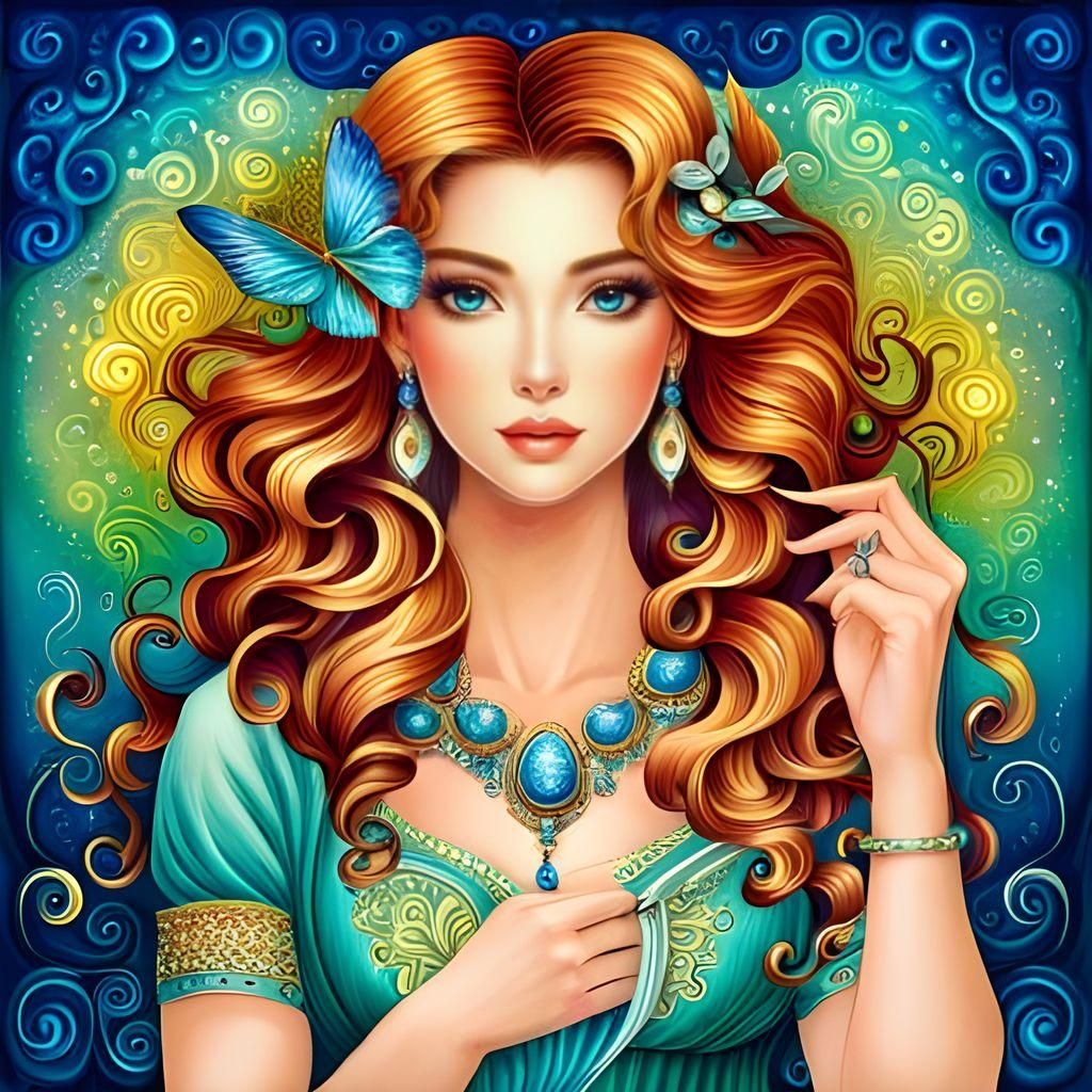 Enchanting Woman Illustration in Classic Style