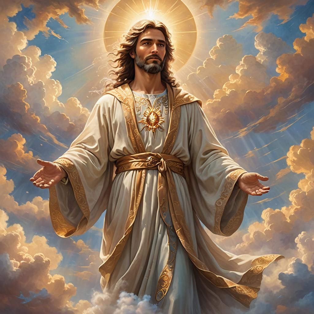 Celestial Prophet in Divine Sunshine, Digital Art