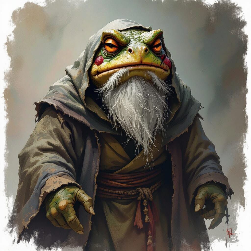 Angry Decrepit BattleToad with Scar and Beard