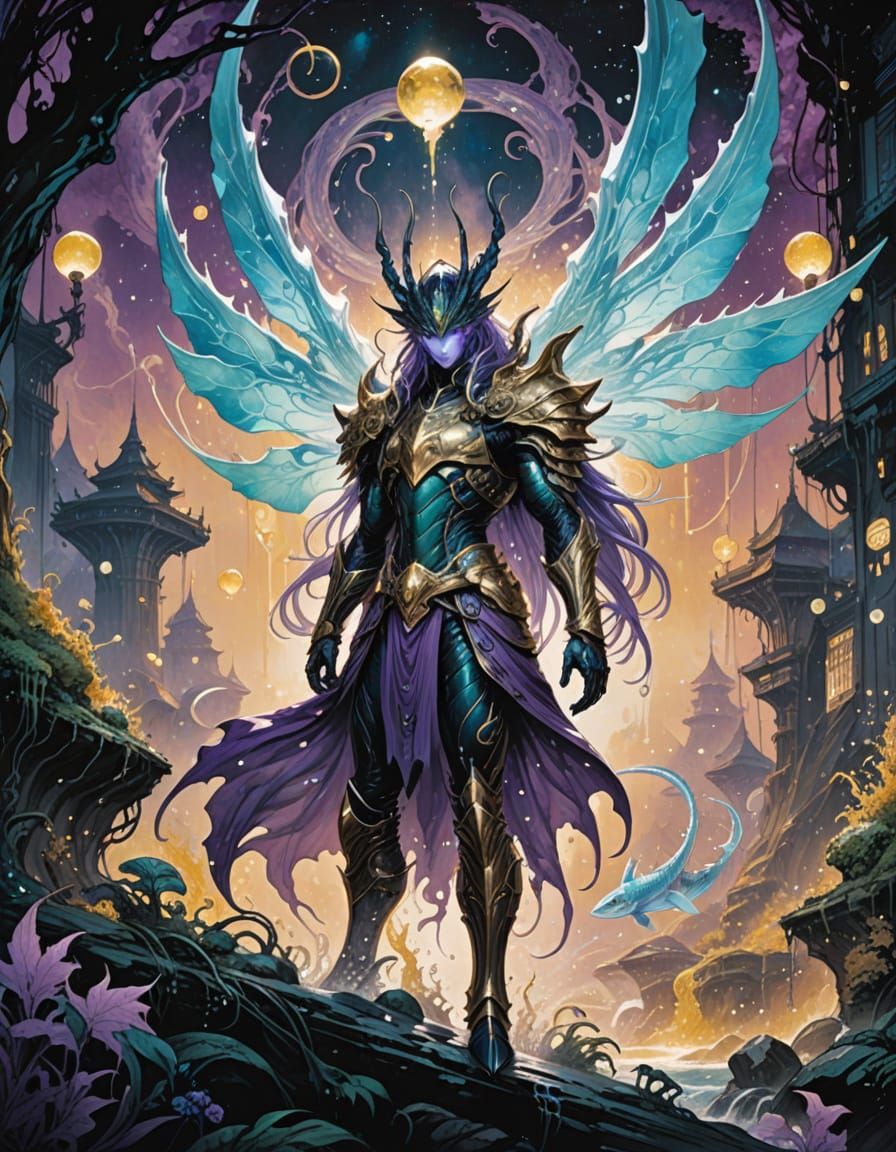 Ethereal Cosmic Fantasy: Majestic Water Hybrid in Dreamy, Hy...