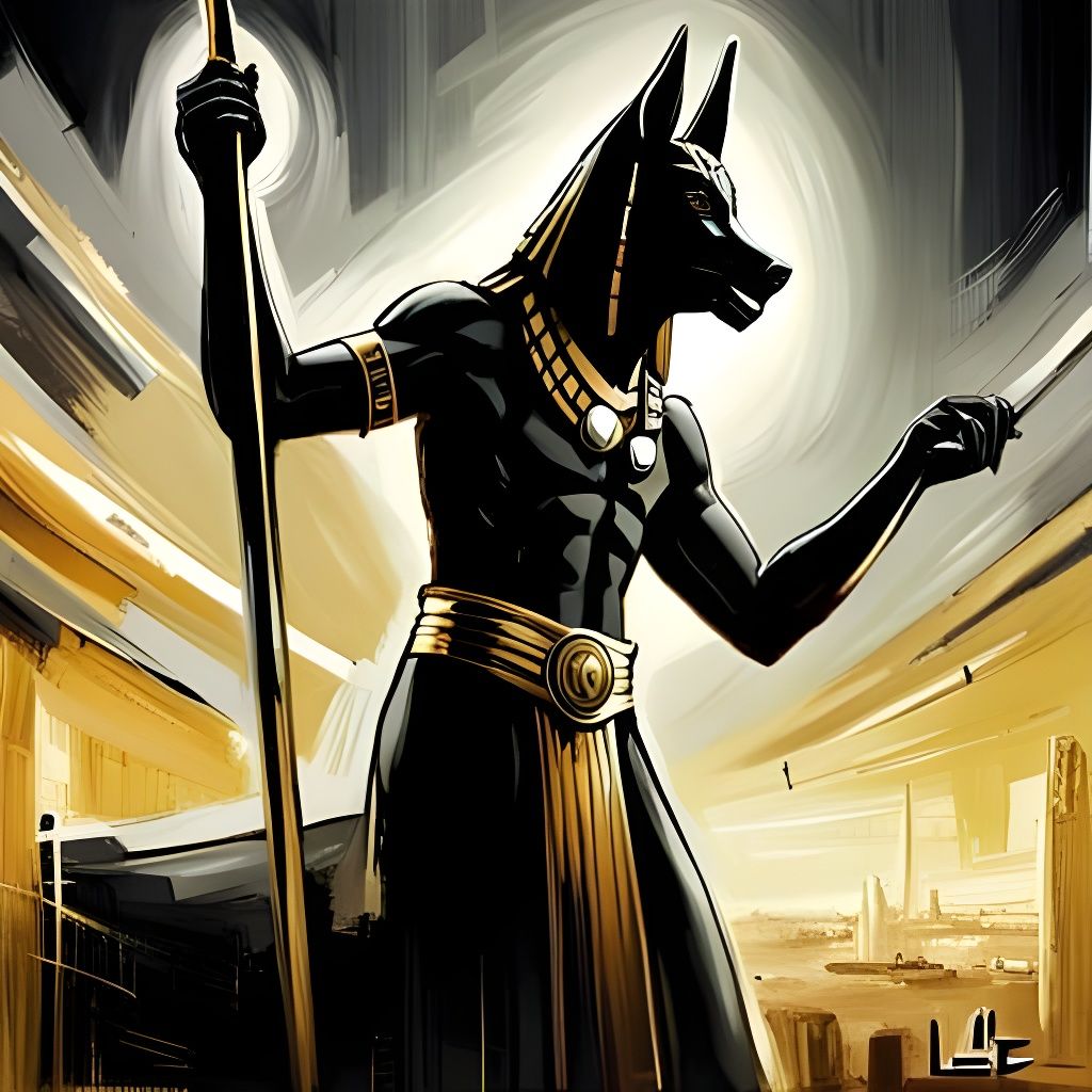 Anubis in Hyper-Detailed Egyptian Desert Oil Painting