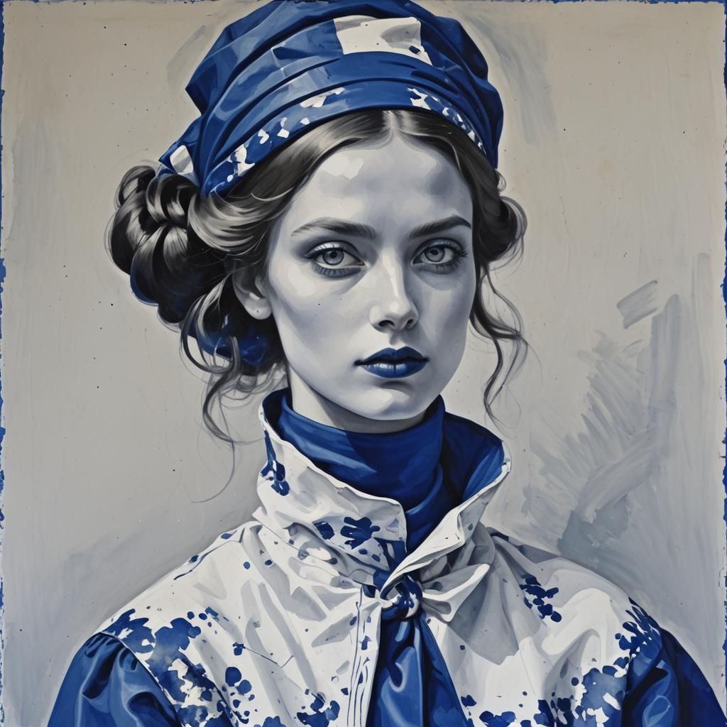 Monochromatic Cobalt Blue Portrait of Fashion Model