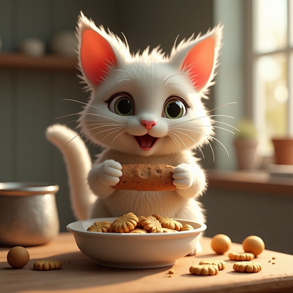 Chartreux Cat Baking Mouse Cookies: Digital Art