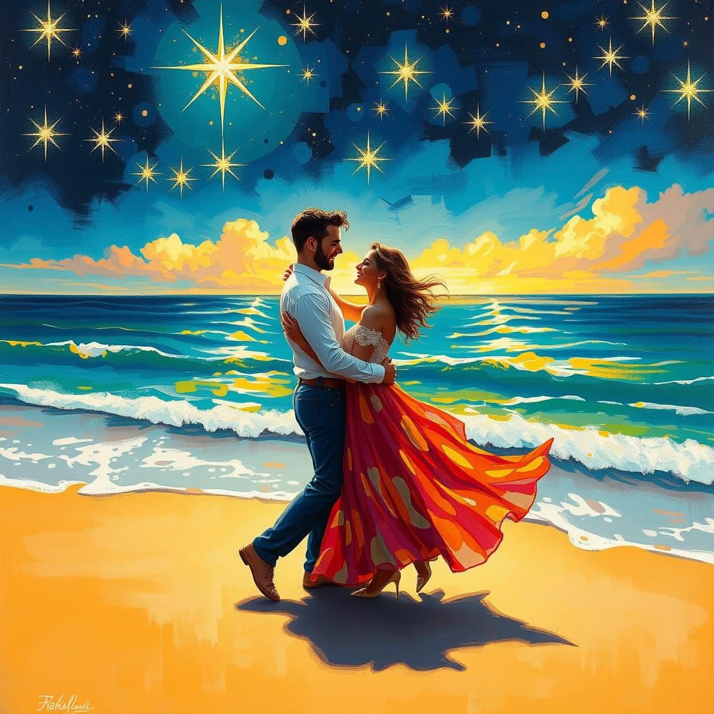 Romantic starlit beach
