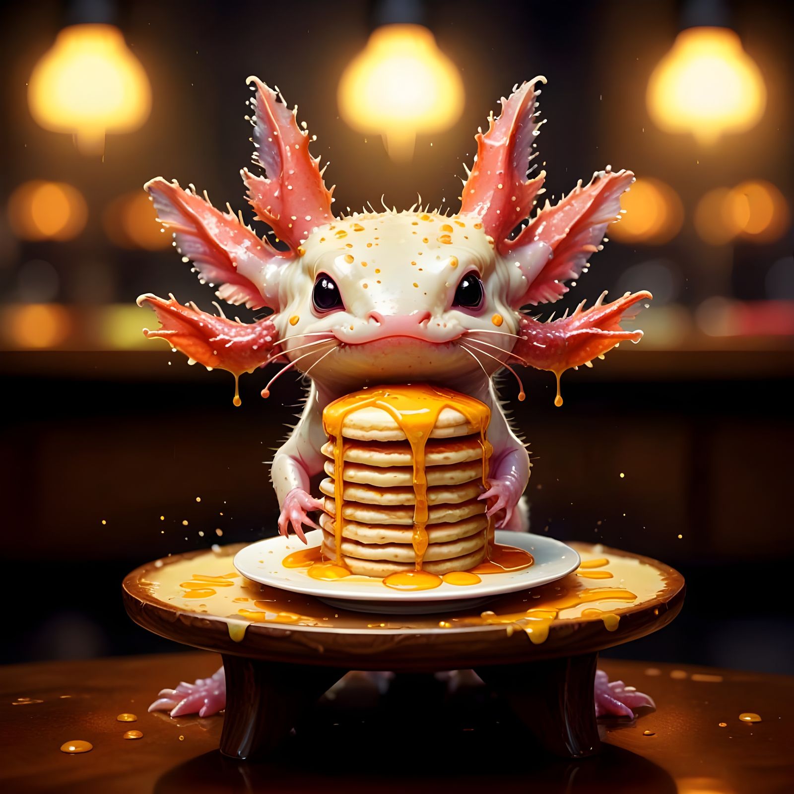 Axolotl Enjoying Breakfast