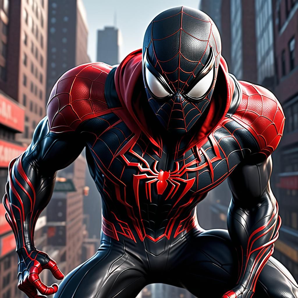 Miles Morales Spider-Man Venom in Detailed Matte Painting