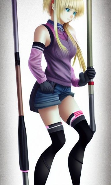 Anime Amputee Girl with Crutches in Watercolor Style