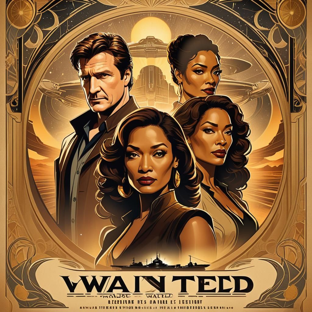 Film Noir Wanted Poster in Art Nouveau Style