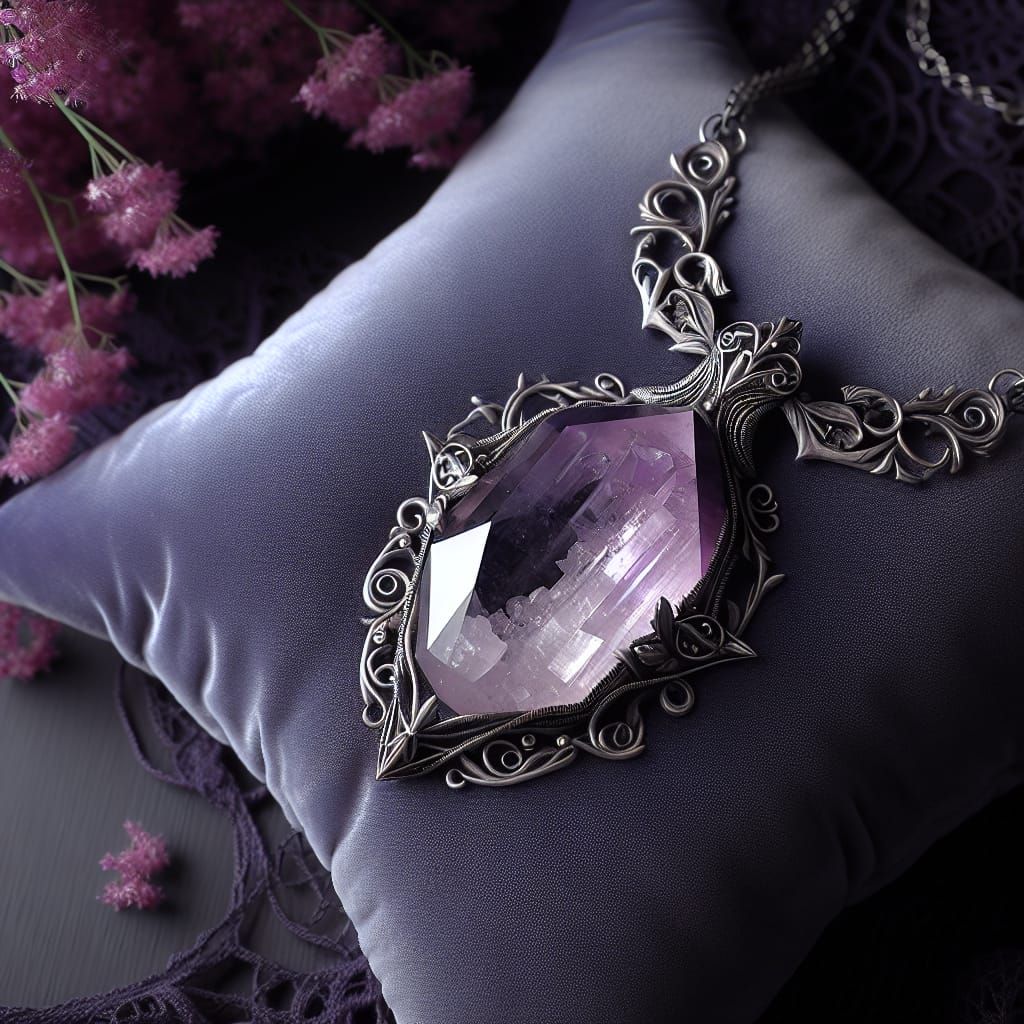 Medieval Luxury Pendant in Purple Aura Quartz