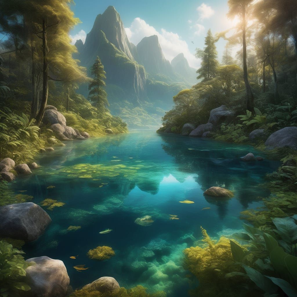 Anthropomorphic Earth Meditating in Floating Garden