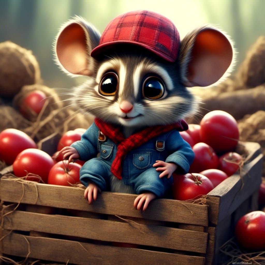 Cute Mouse in Overalls with Big Eyes