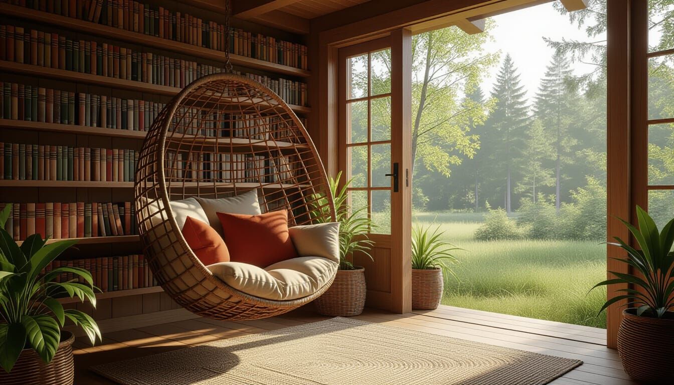 Serene Cabin with Cozy Chair, Realistic 8k