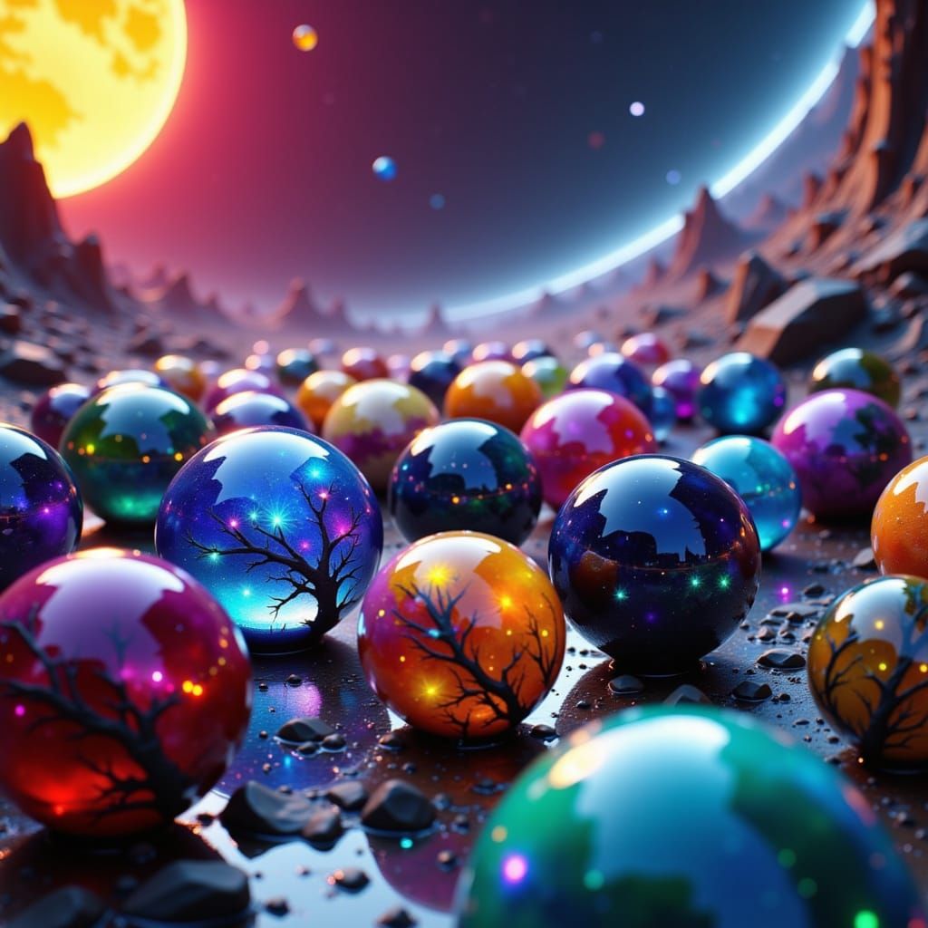 Planet Marbles: Detailed 3D Digital Art