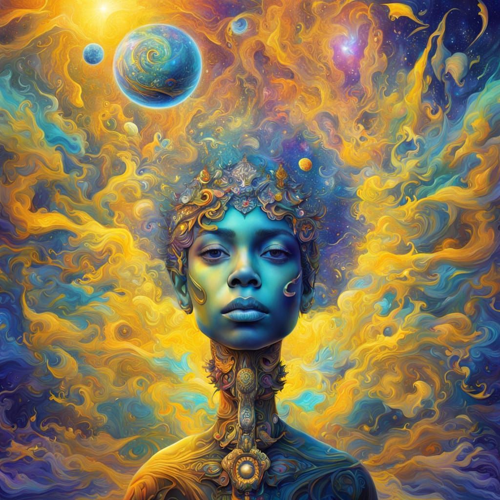 Mellow Yellow Astral Being in Cosmic Bliss