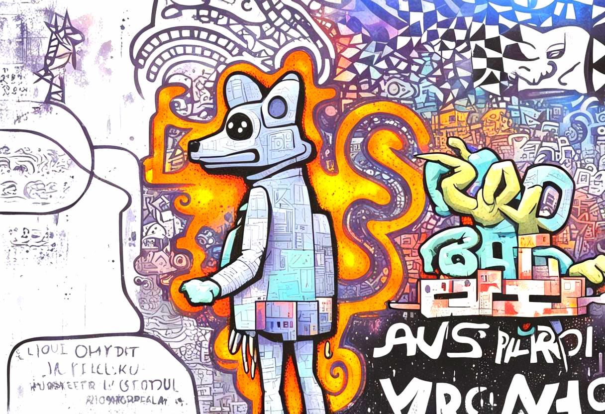 Psychedelic Rodent in Graffiti Street Art