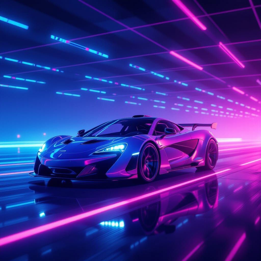 Synthwave McLaren Radiating Neon Lights