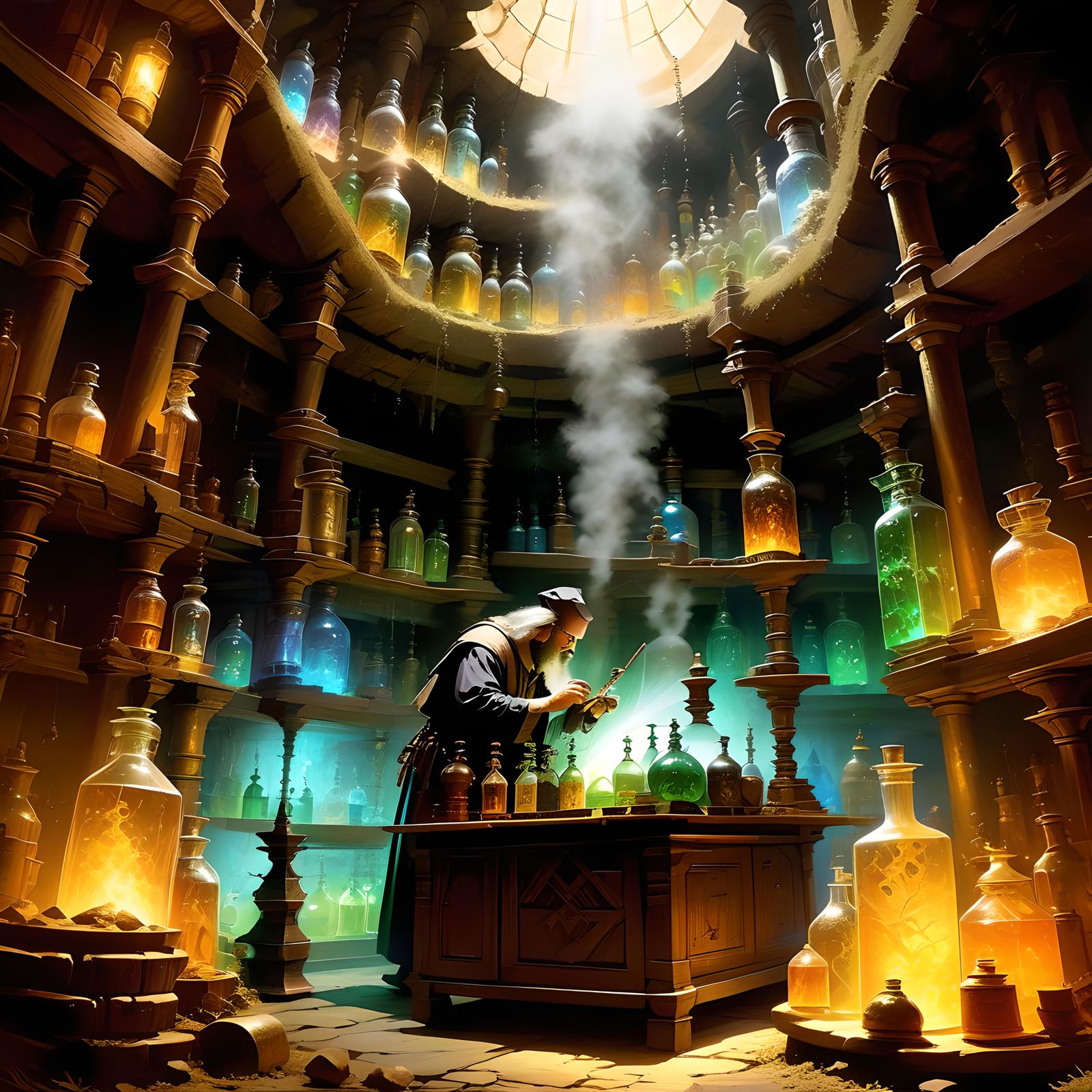 Medieval Alchemist's Lab in Dark Fantasy Style