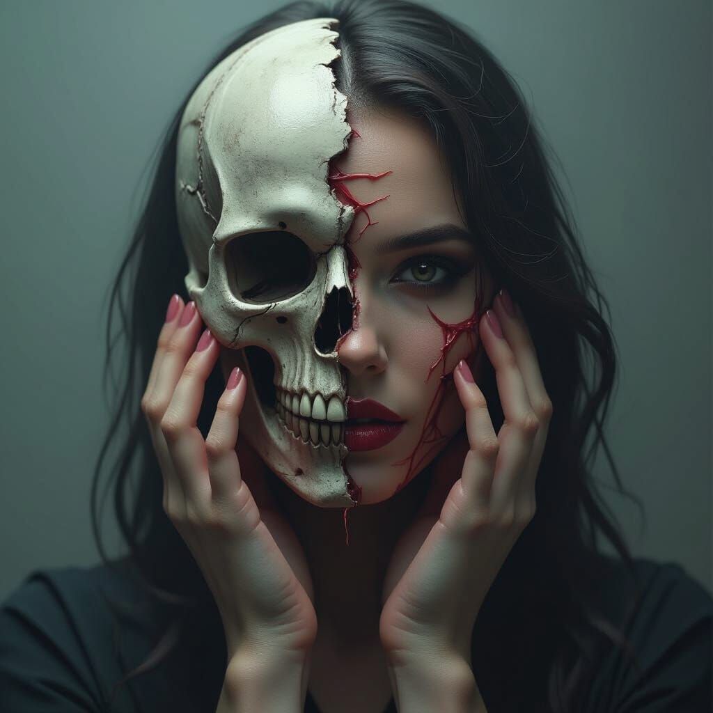 Demonic Skull Revealed Under Peeling Skin