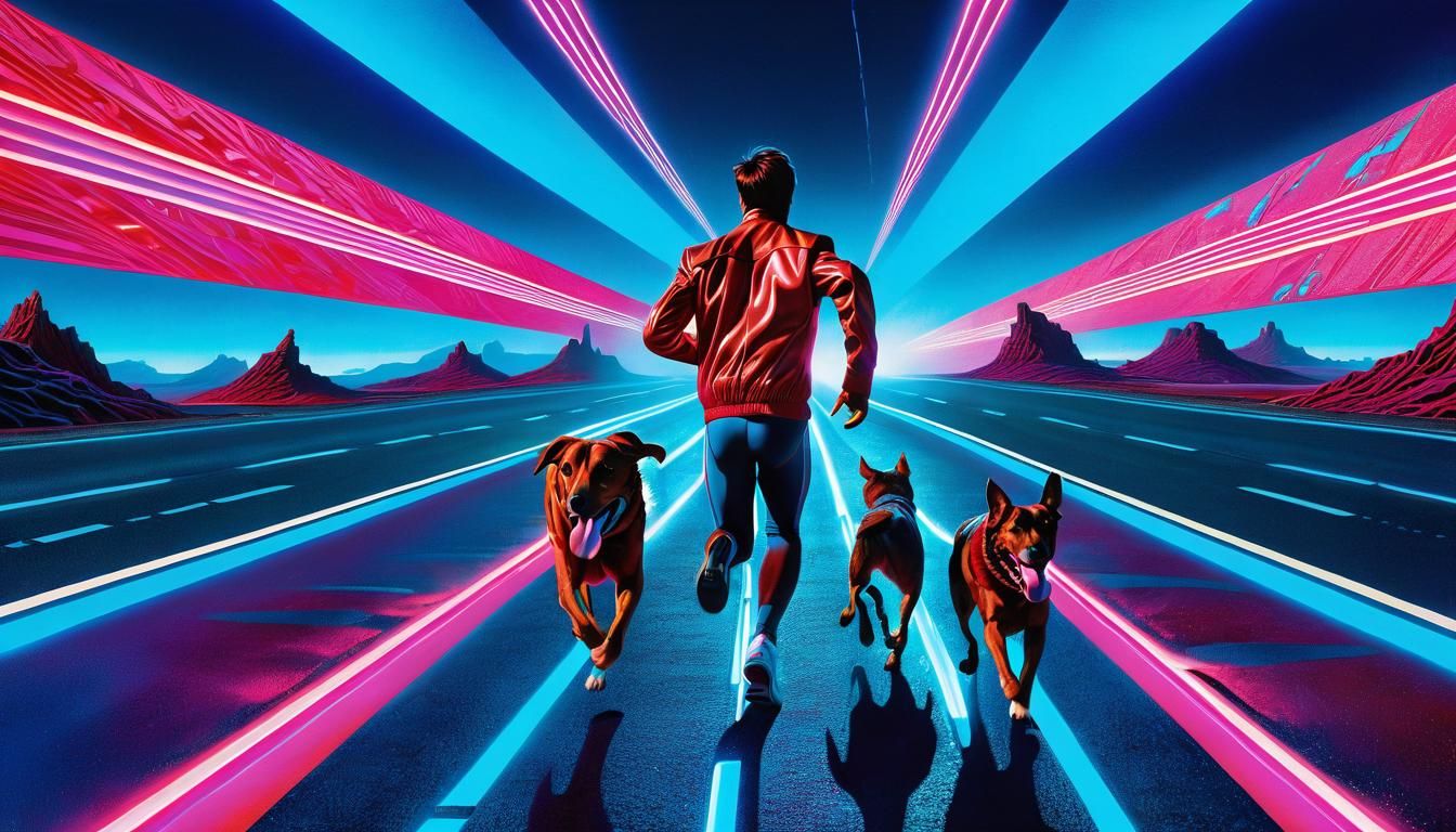 Futuristic Highway Runners in a Surrealist Style