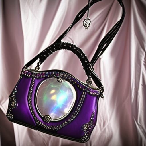 Ethereal purple gothic handbag with rainbow moonstones& gothic vibes& ethereal vibes& dark fantasy vibes& beautiful craf...