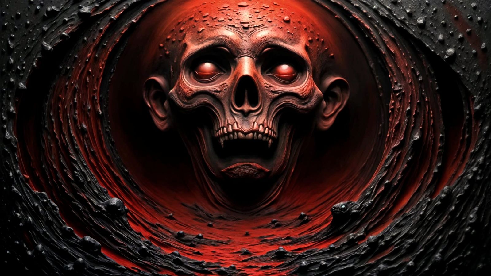 Magnificent Awakening in Black and Red Surreal Style