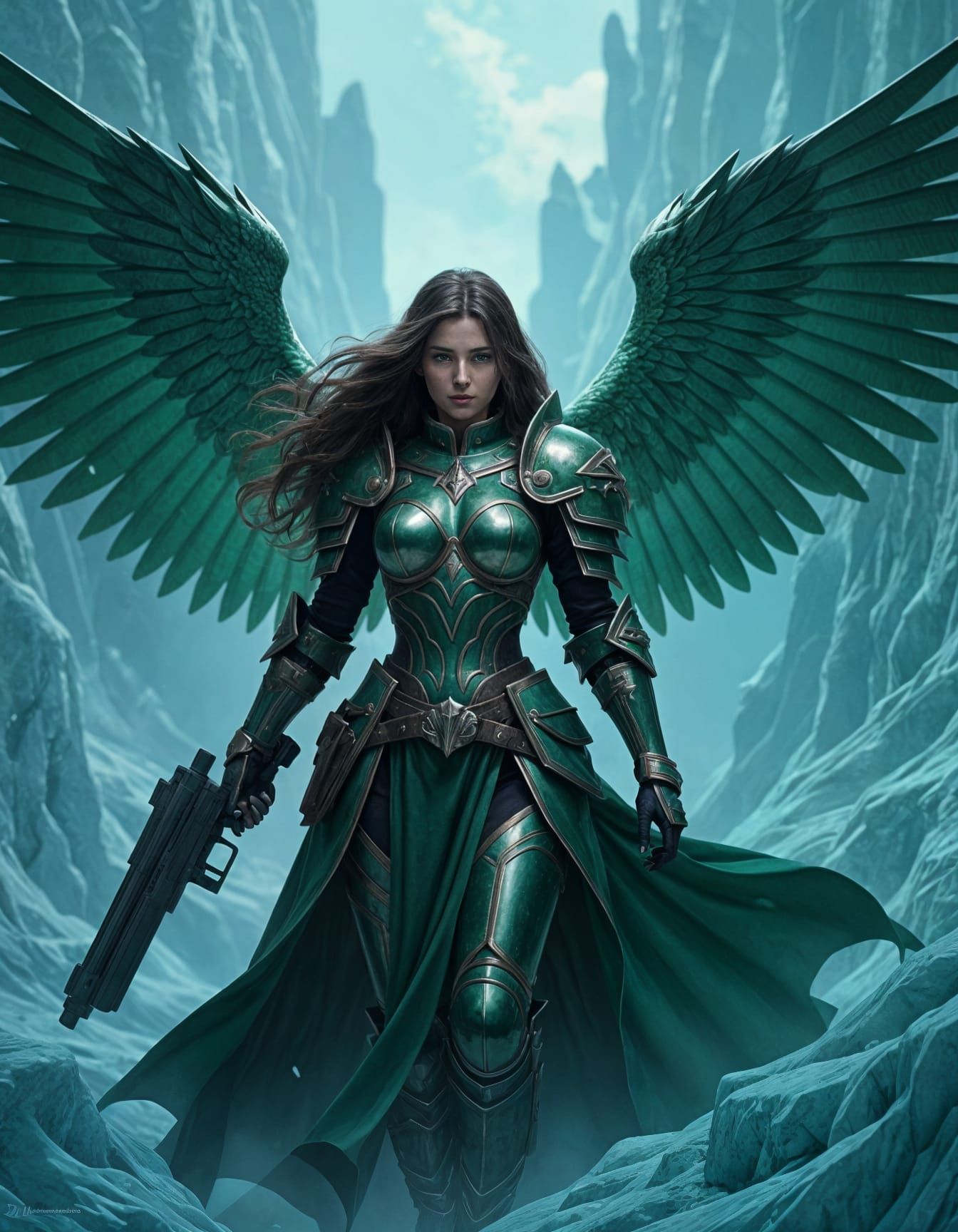 Winged Knight in Glacial Battle Stance