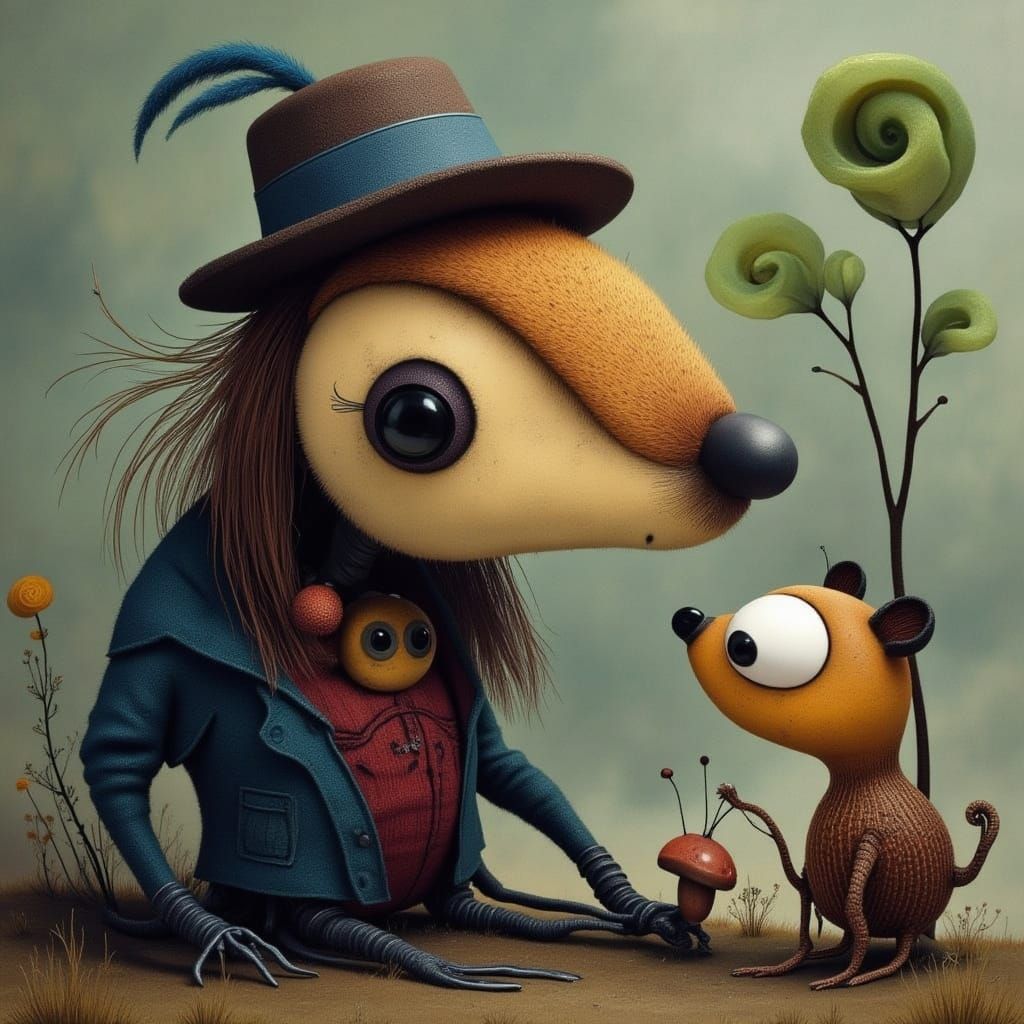 Fedora Dog and Cicada Song: A Surreal AI Creation