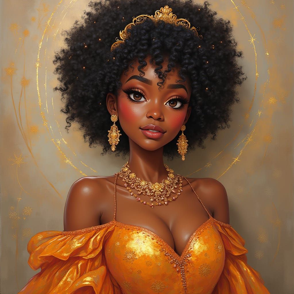 Afrofuturistic Princess Portrait in Acrylic