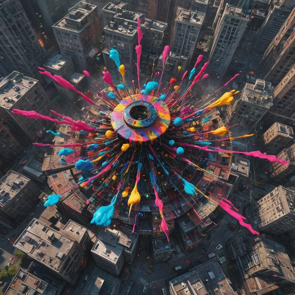 Psychedelic Top Unleashes Chaos on Dystopian City